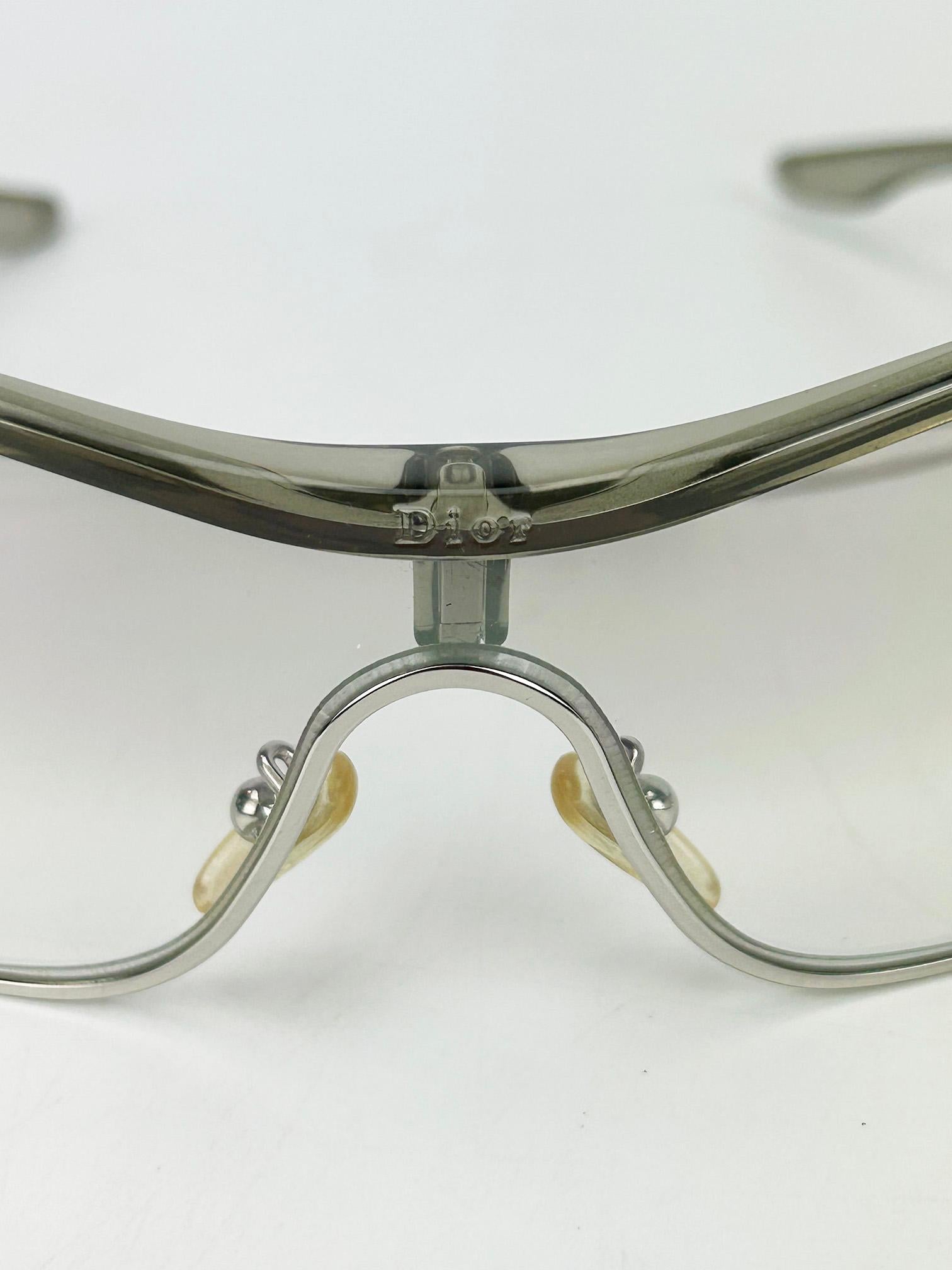 Christian Dior Rider Sunglasses Silver Frame Clear Lens Vintage c2000s For Sale 4