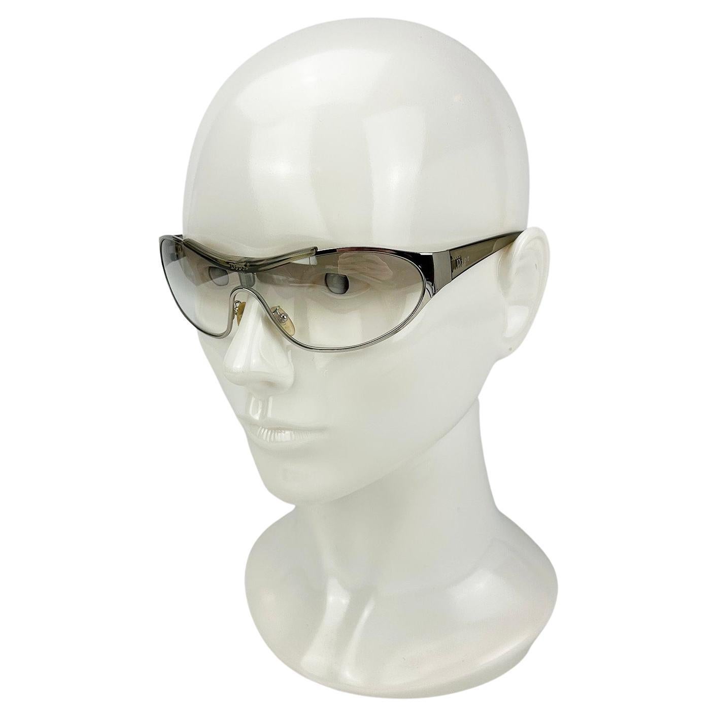 Christian Dior Rider Sunglasses Silver Frame Clear Lens Vintage c2000s For Sale