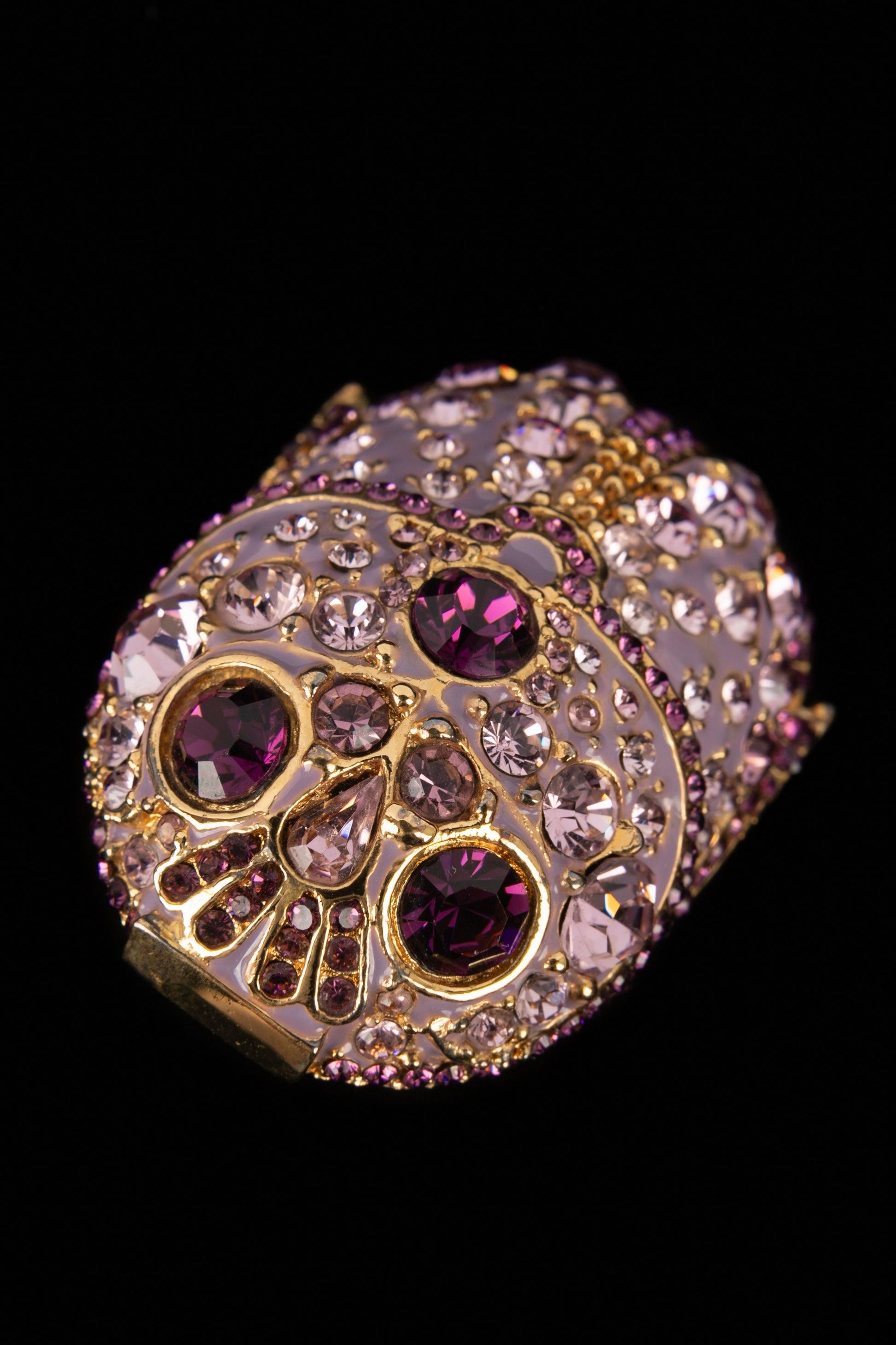 Christian Dior Ring Haute Couture with Purple Enamel and Rhinestones, 2004 In Good Condition For Sale In SAINT-OUEN-SUR-SEINE, FR