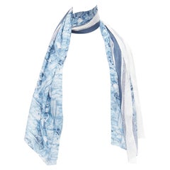 CHRISTIAN DIOR Riviera blue 100% cotton CD logo statues print square scarf