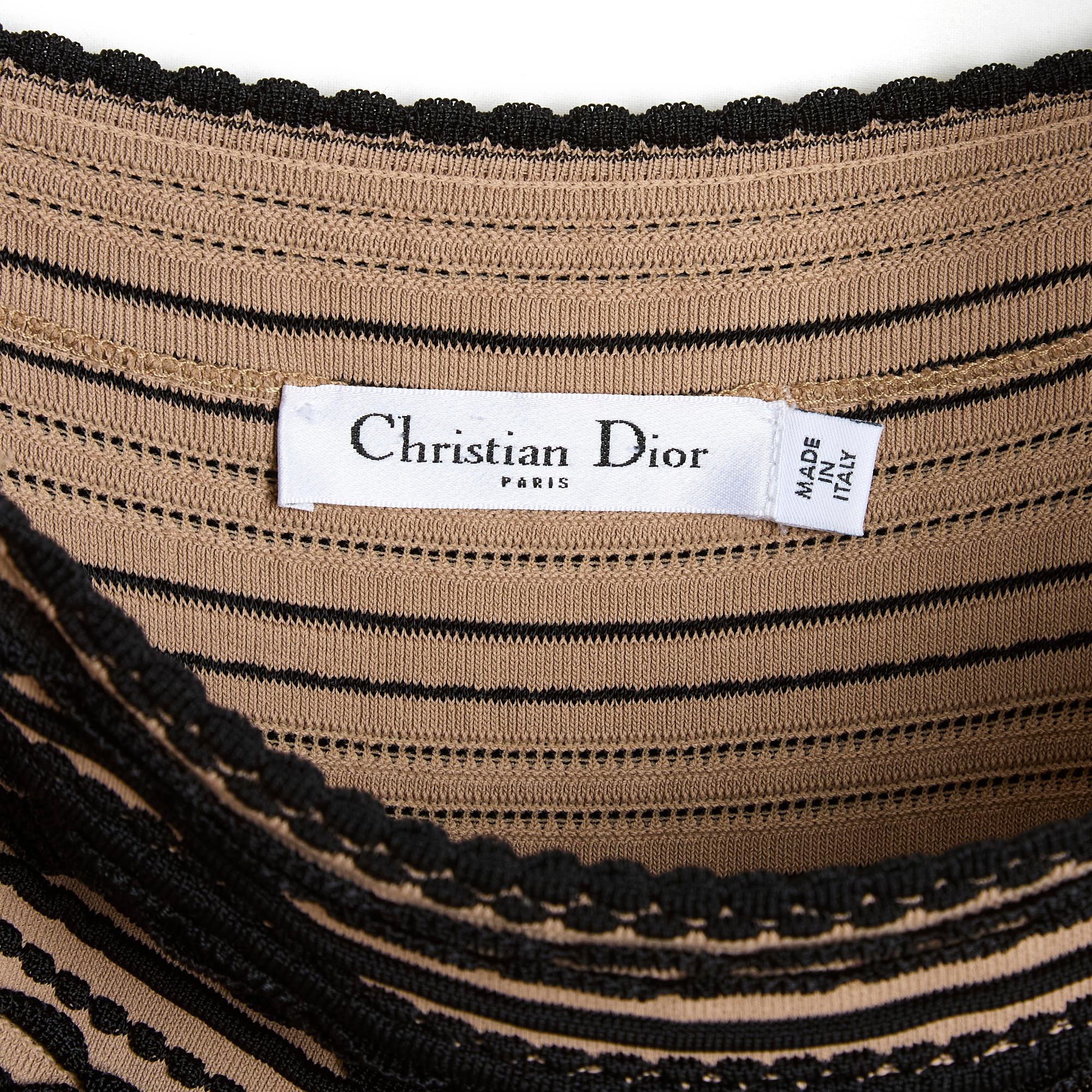 Women's Christian Dior Robe FR34 Nude Black Knit Chiuri Dress US4