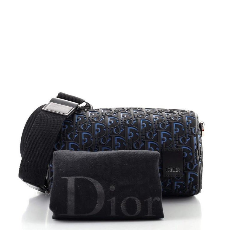 Christian Dior Roller Messenger Bag Oblique Embroidered Coated Canvas