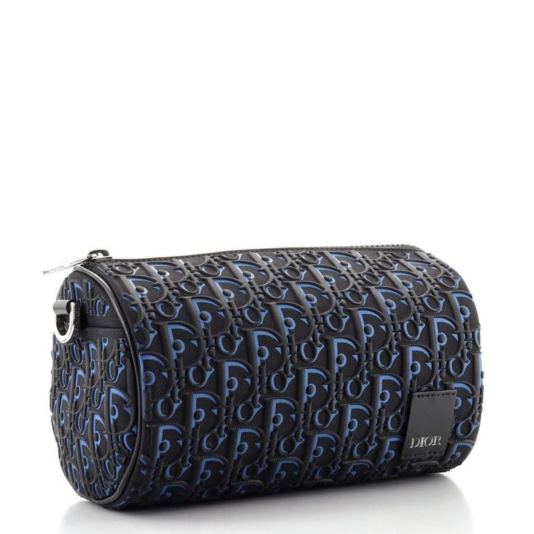 Christian Dior Roller Messenger Bag Oblique Embroidered Coated Canvas