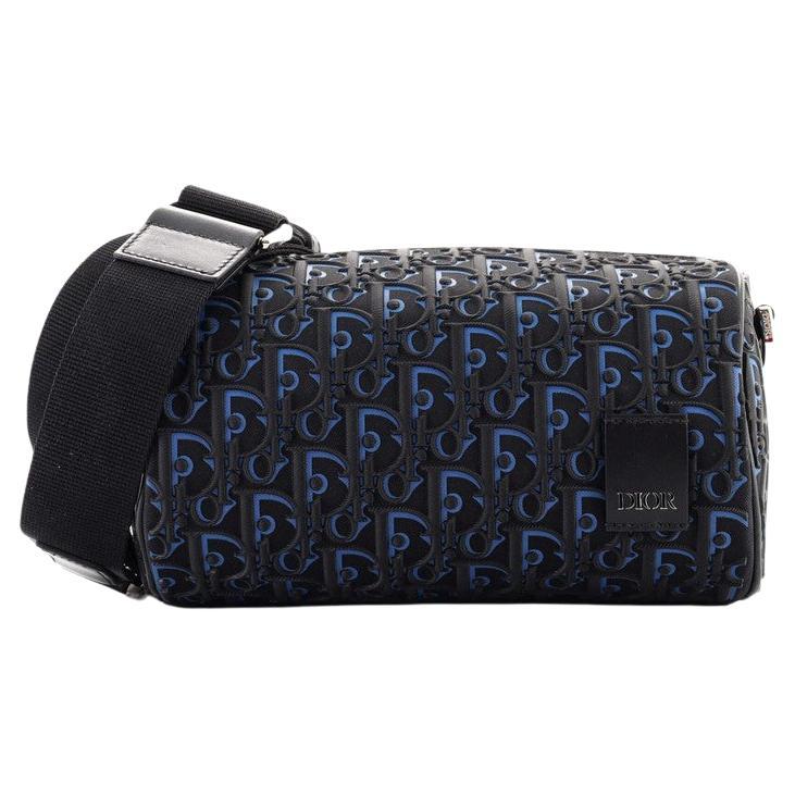Christian Dior Roller Messenger Bag Oblique Embroidered Coated Canvas