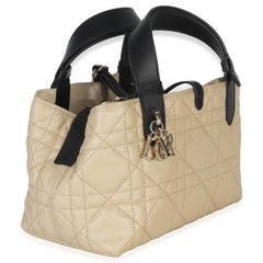 Christian Dior Rope Beige Black Calfskin Macrocannage Small Toujours