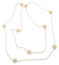 Christian Dior Rose De Vents Lange Gelbgold-Halskette mit Perlmutt-Diamant