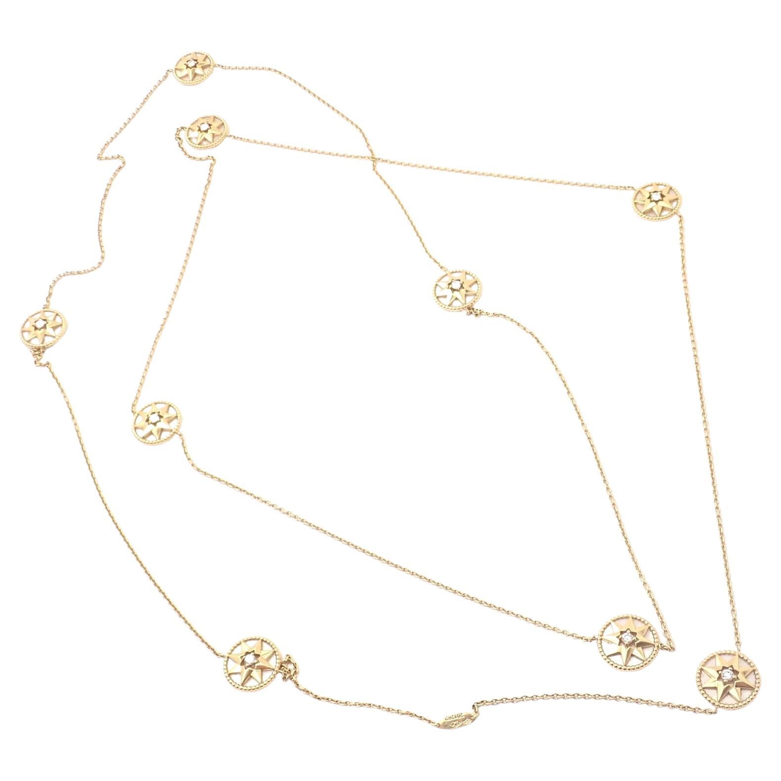 Christian Dior Rose De Vents Lange Gelbgold-Halskette mit Perlmutt-Diamant