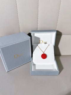 Christian Dior Rose des Vents 18K Gold Red Ceramic Diamond Medallion Pendan