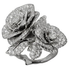 Christian Dior Rose Dior Bagatelle Diamante Oro Bianco Anello Grande