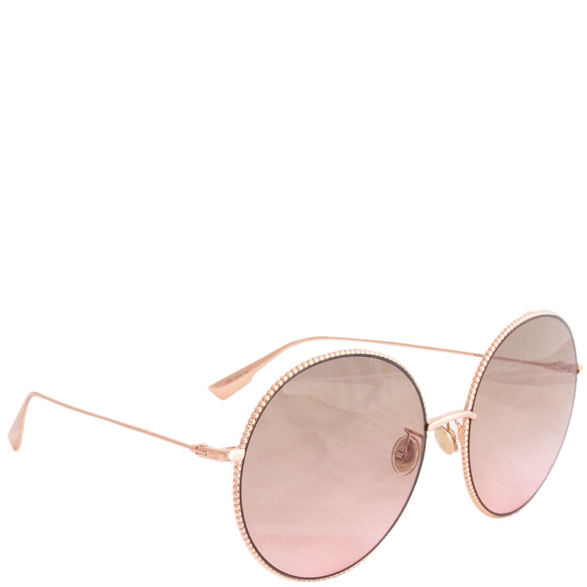100% authentic Christian Dior 'Society 2F' sunglasses with studded rose gold metal frame and gradient light brown to pink lenses. Have been worn and are in excellent condition. Come with case.

Model	DDB86 60-18 145
Width	14cm (5.5in)
Height	6cm