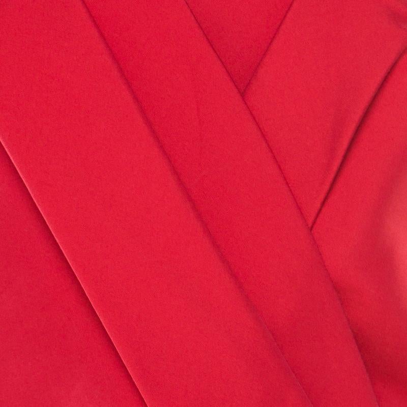 Christian Dior Rouge Red Cotton Silk Pleated Bodice Sleeveless Sheath Dress L 2