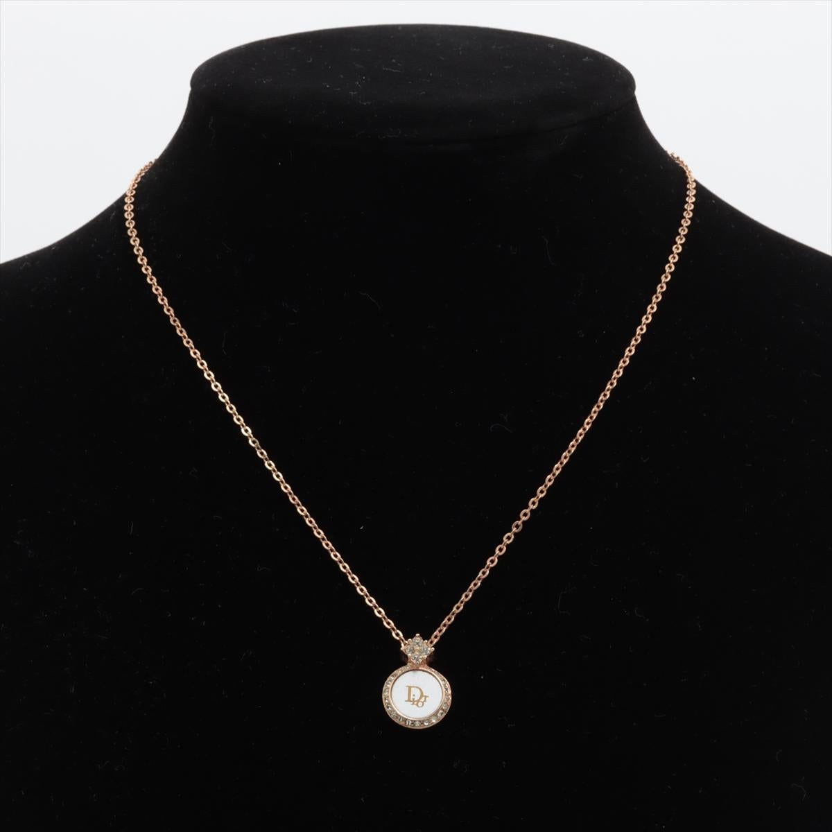 Christian Dior Round Logo Rhinestone Necklace For Sale 2