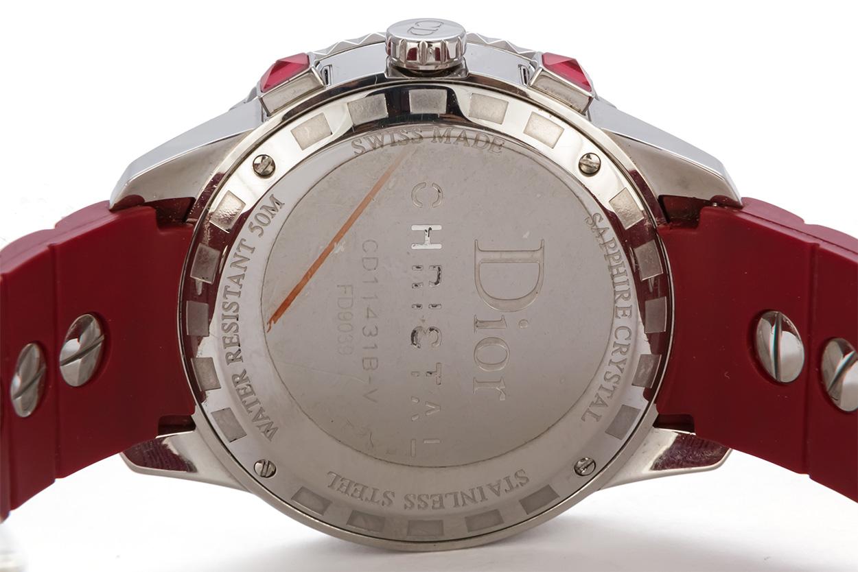 Contemporary Christian Dior Ruby Red Christal Chronograph Quartz Watch CD11431BR001