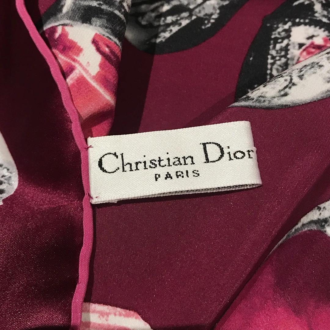 Christian Dior Ruby Ring Print Scarf In Good Condition In Los Angeles, CA