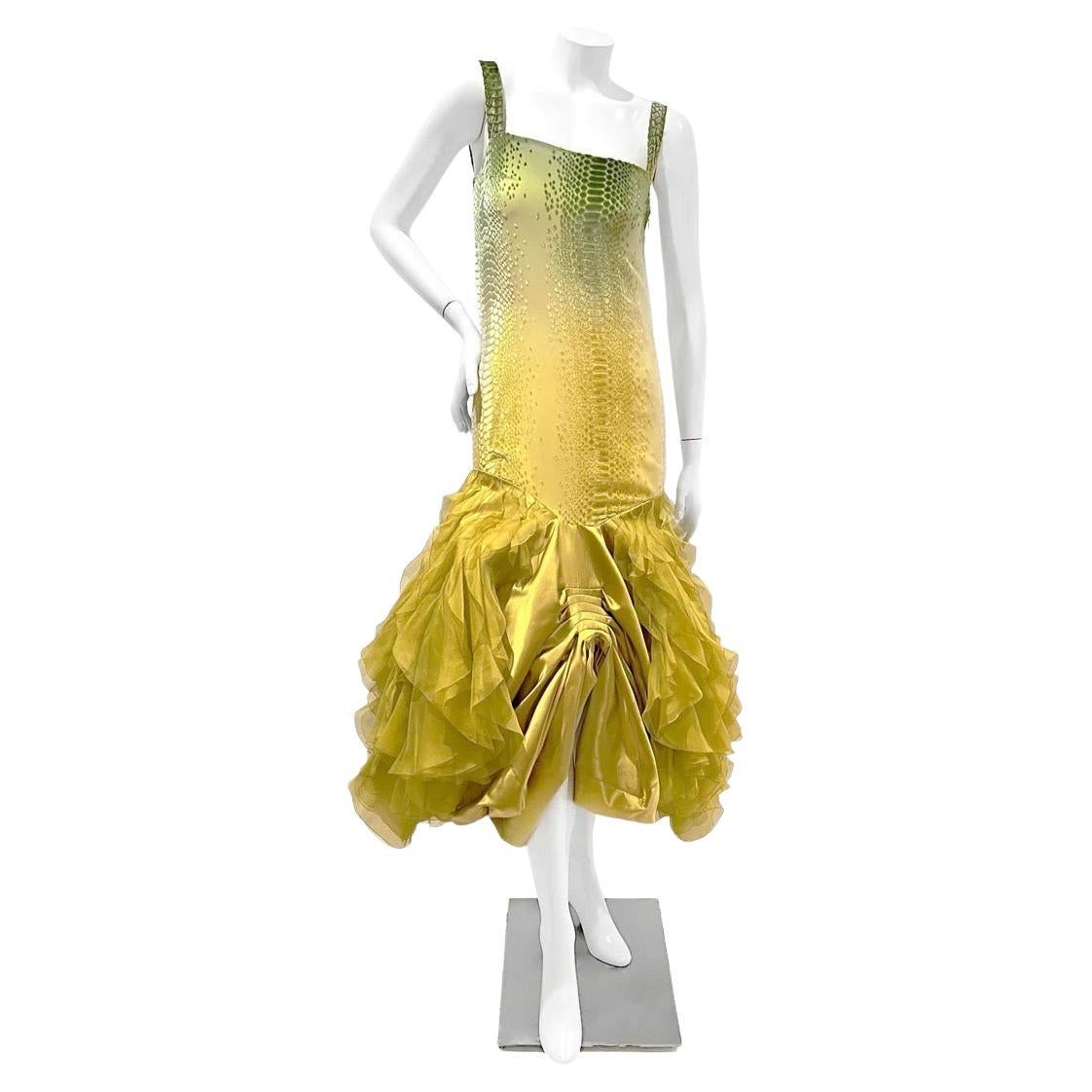 Christian Dior Ruched Yellow Ruffle Gown FW2004 (John Galliano