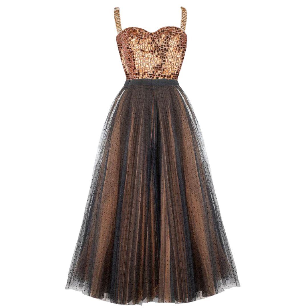 Christian Dior Runway/Editorial Copper Mirrored Romper and Maxi Skirt Spring 2018 Size 34FR