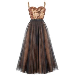 Christian Dior Runway Copper Mirrored Romper and Maxi Skirt Spring 2018 Sz 34FR