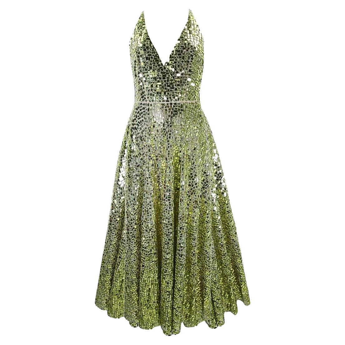 Christian Dior Runway/Editorial Gold Mirrored Dress Spring/Summer 2018 Size 36FR For Sale