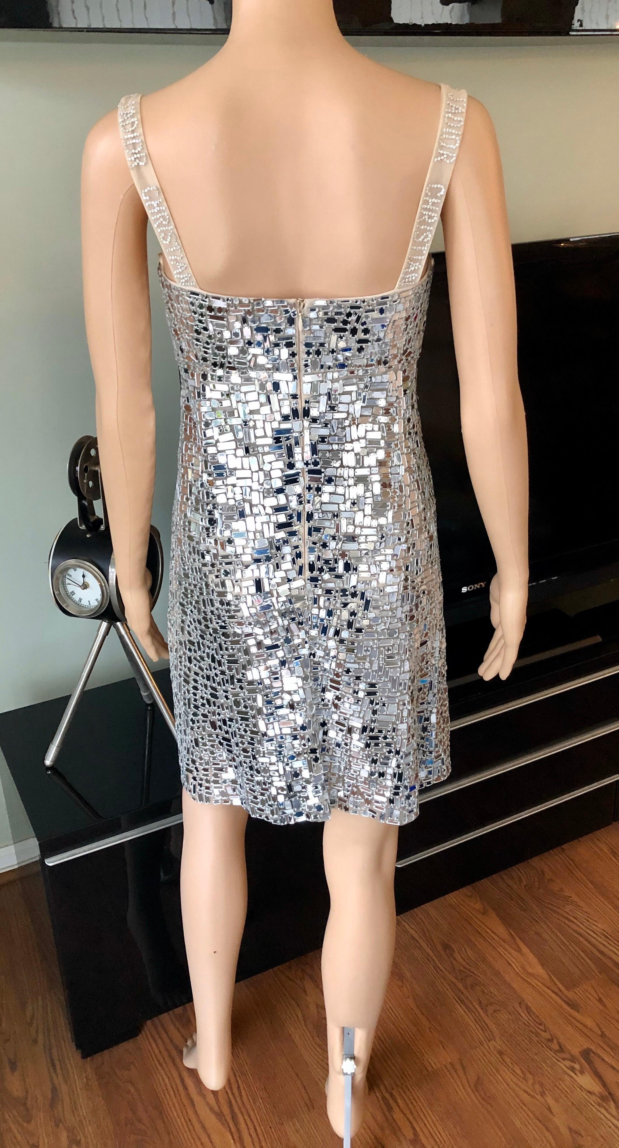 Christian Dior Runway Embellished Logo Silver Mini Dress 1