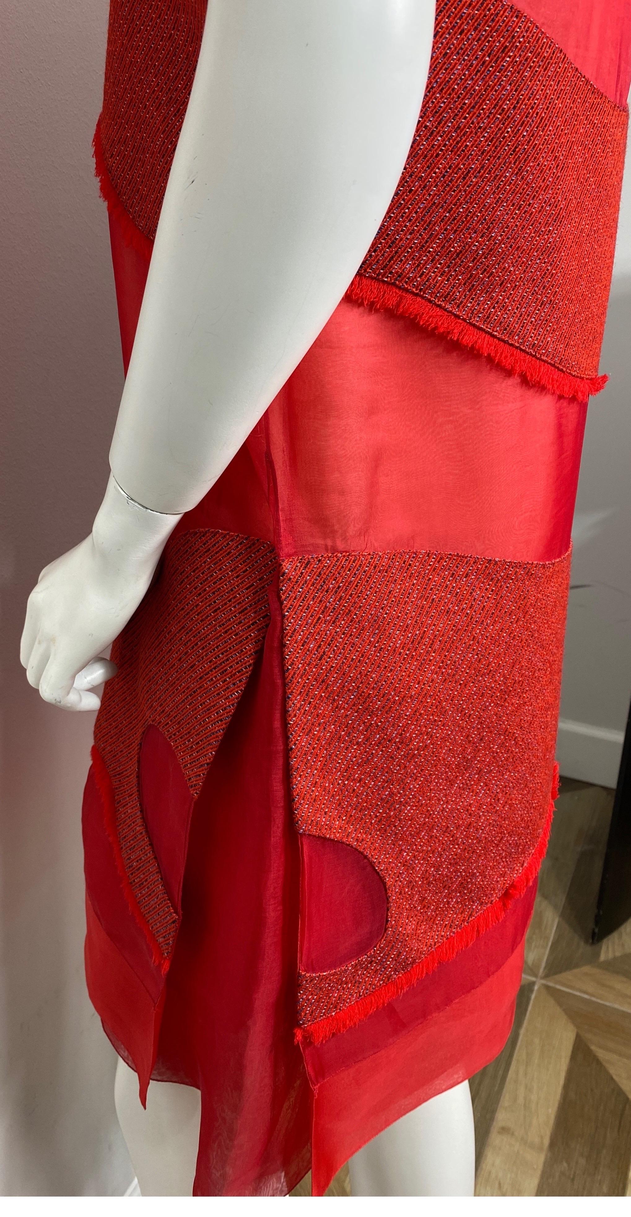 Christian Dior Runway Fall 2015 Red Multi Layer Silk Shift Dress - US Size 8 For Sale 6