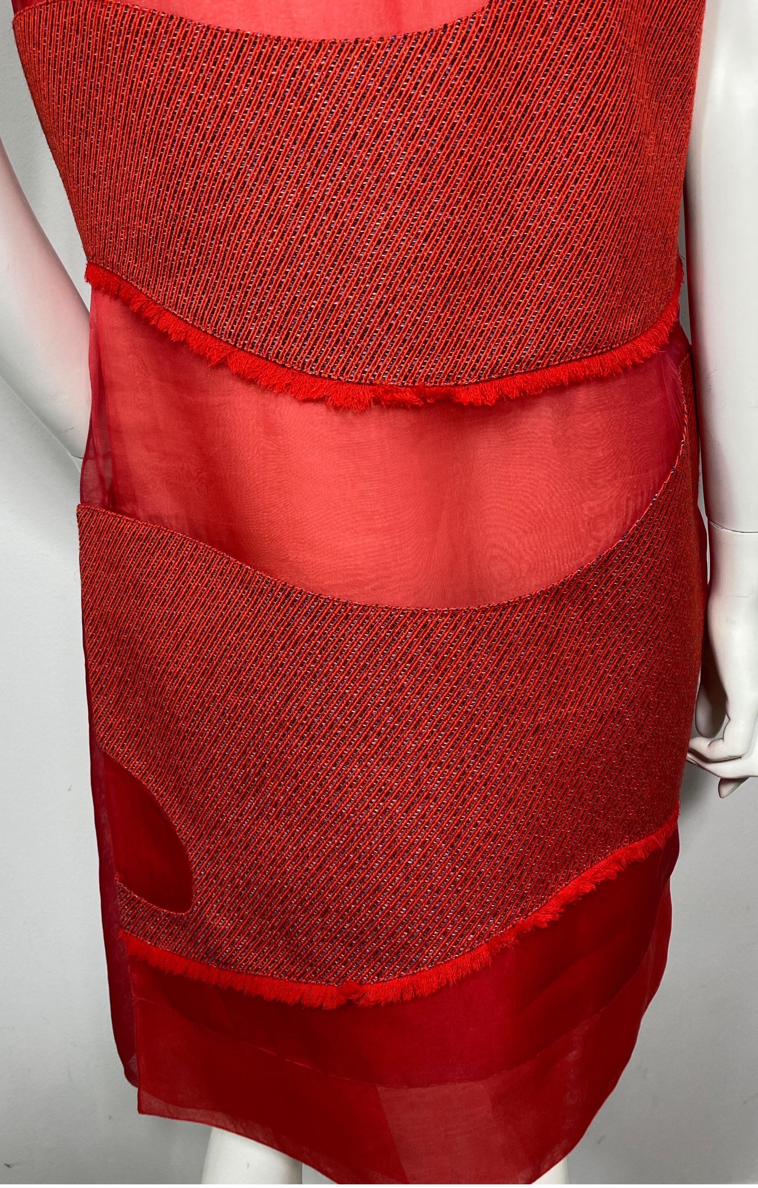 Christian Dior Runway Fall 2015 Red Multi Layer Silk Shift Dress - US Size 8 For Sale 7