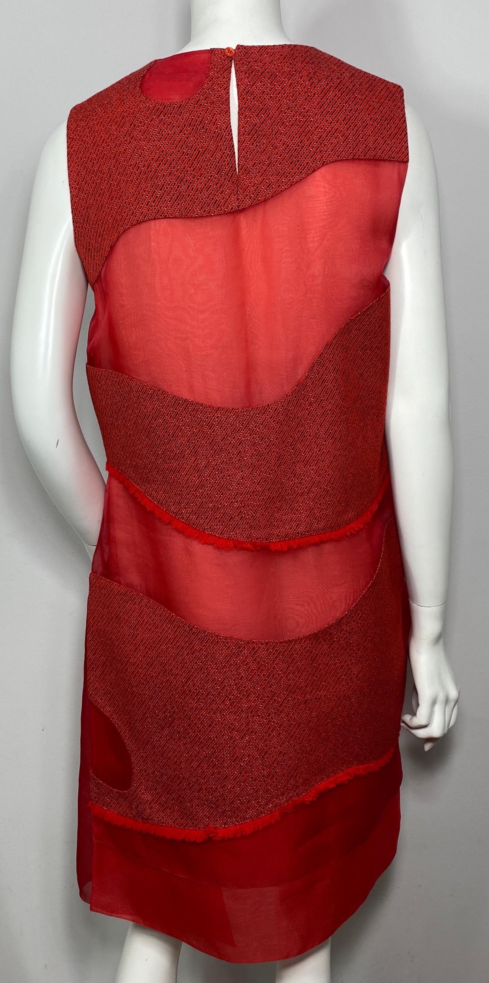 Christian Dior Runway Fall 2015 Red Multi Layer Silk Shift Dress - US Size 8 For Sale 8