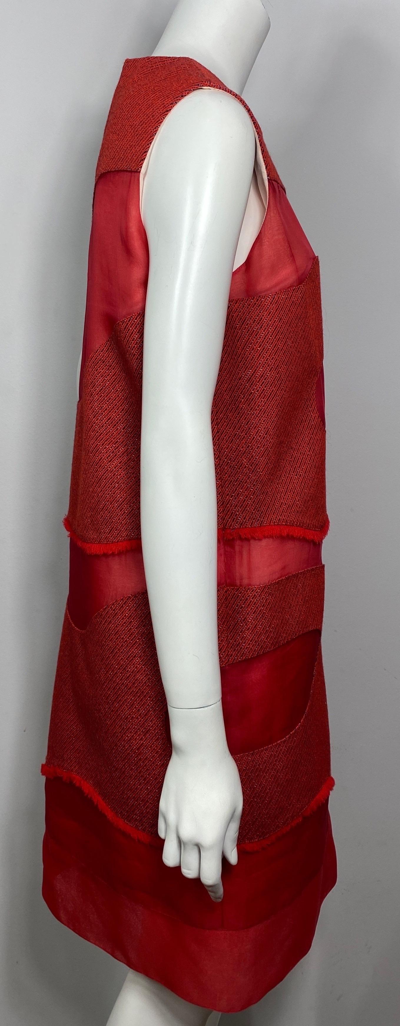Christian Dior Runway Fall 2015 Red Multi Layer Silk Shift Dress - US Size 8 For Sale 3