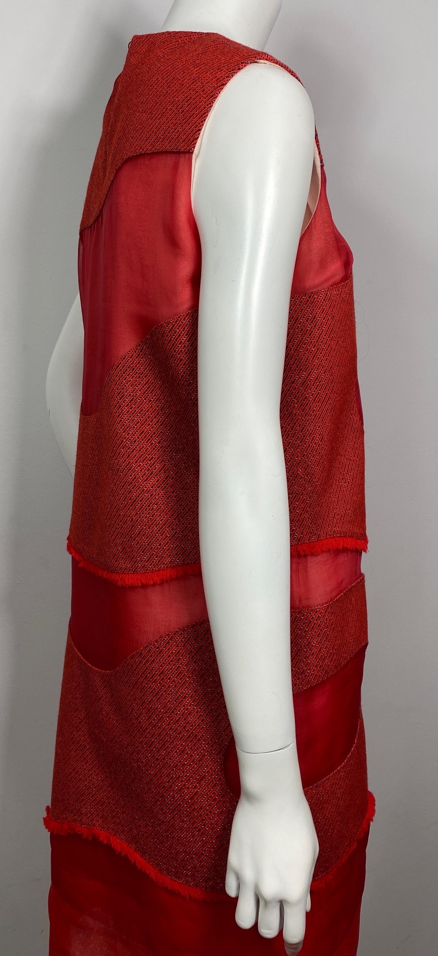 Christian Dior Runway Fall 2015 Red Multi Layer Silk Shift Dress - US Size 8 For Sale 4