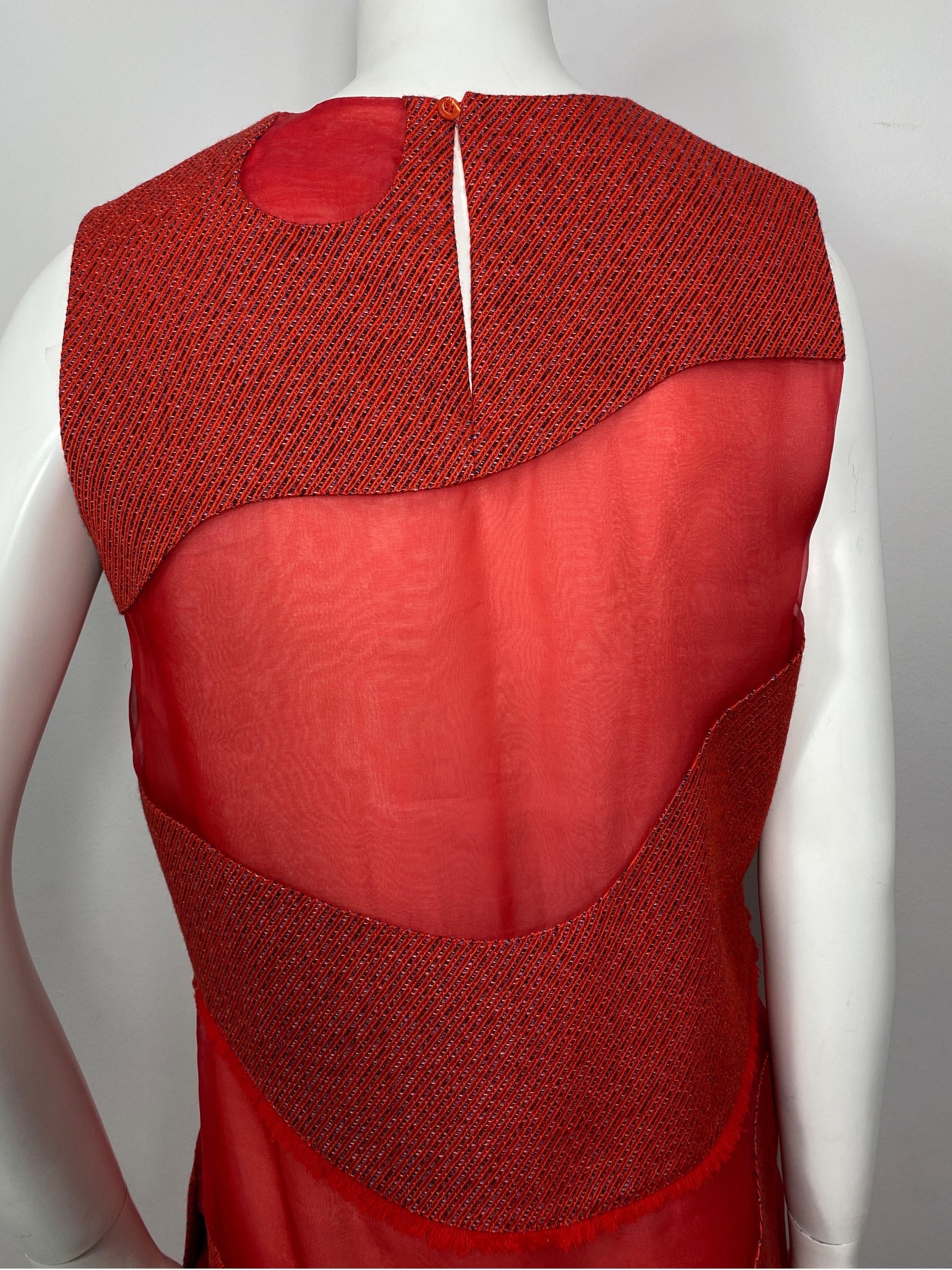 Christian Dior Runway Fall 2015 Red Multi Layer Silk Shift Dress - US Size 8 For Sale 5
