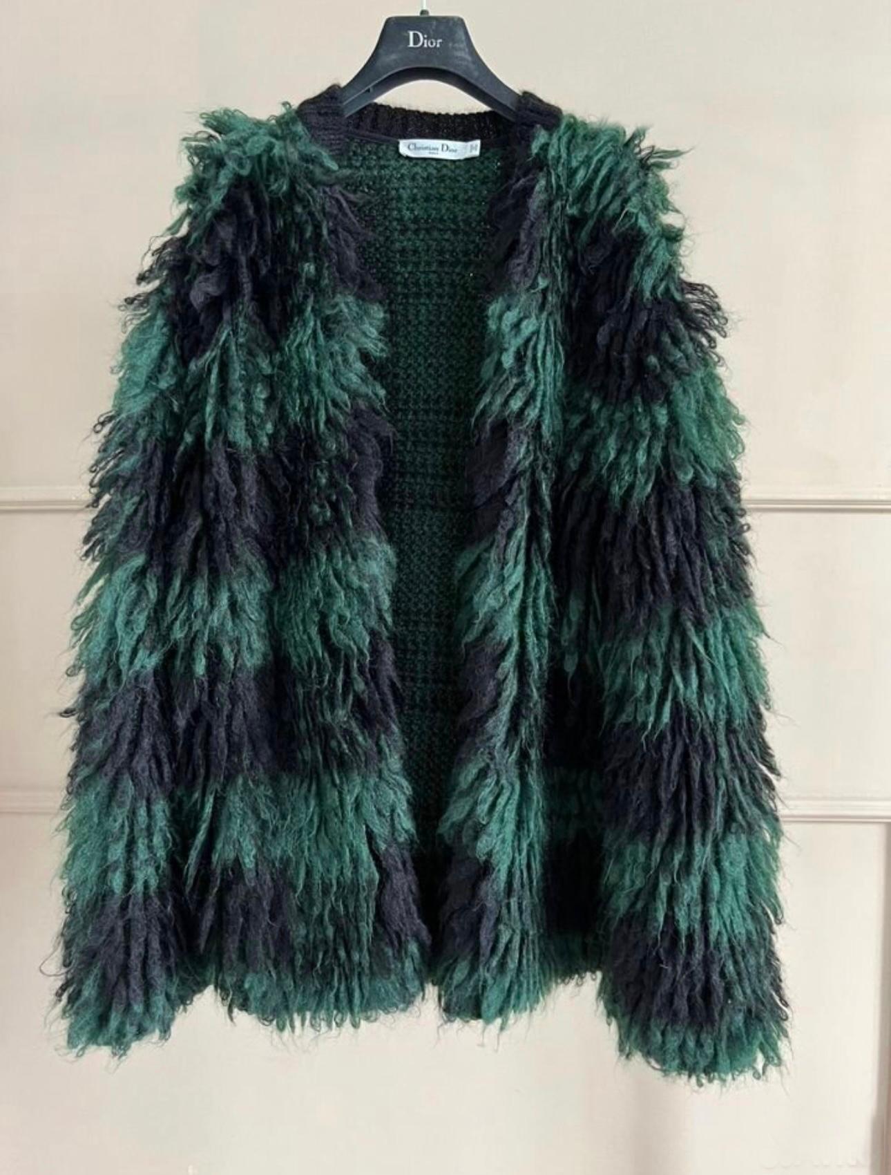 Christian Dior Runway Fluffy Mohair Cardi Jacket In Excellent Condition For Sale In Dubai, AE