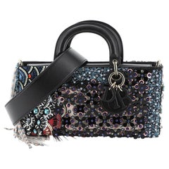 Christian Dior Runway Fringe Handbag Embellished Canvas