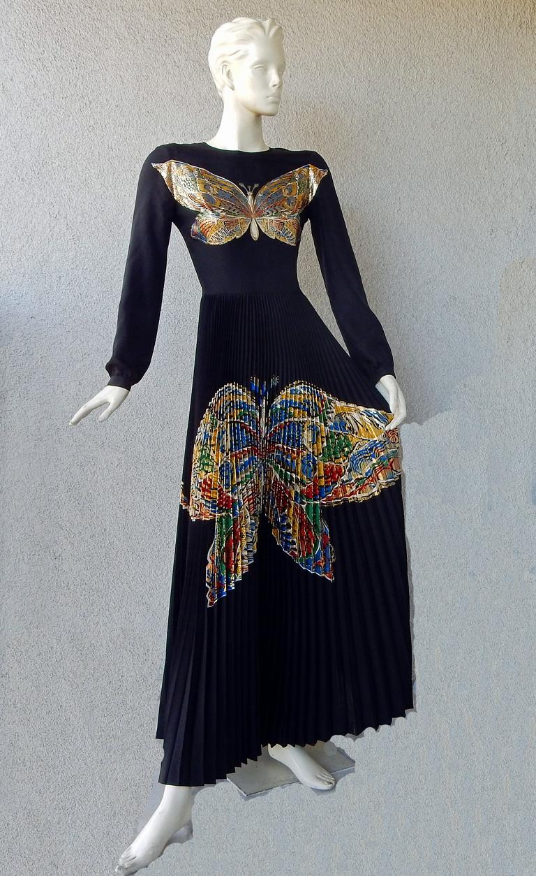 Black Christian Dior Runway Gilded Butterfly Evening Dress For Sale
