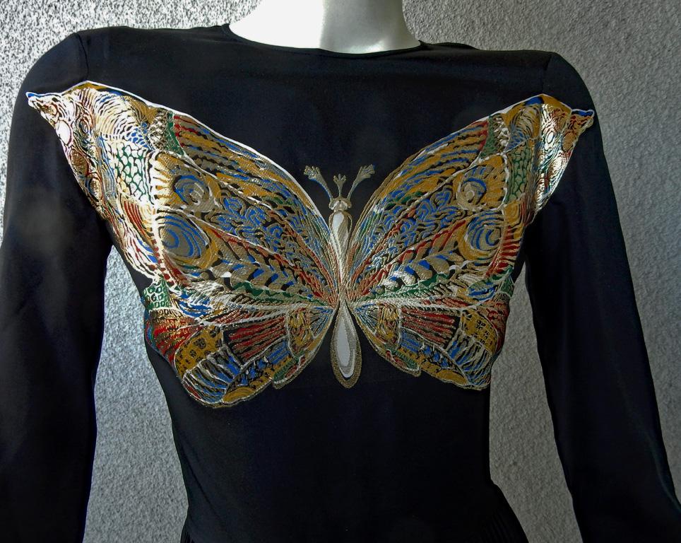 Christian Dior Runway Gilded Butterfly Evening Dress In Excellent Condition For Sale In Los Angeles, CA