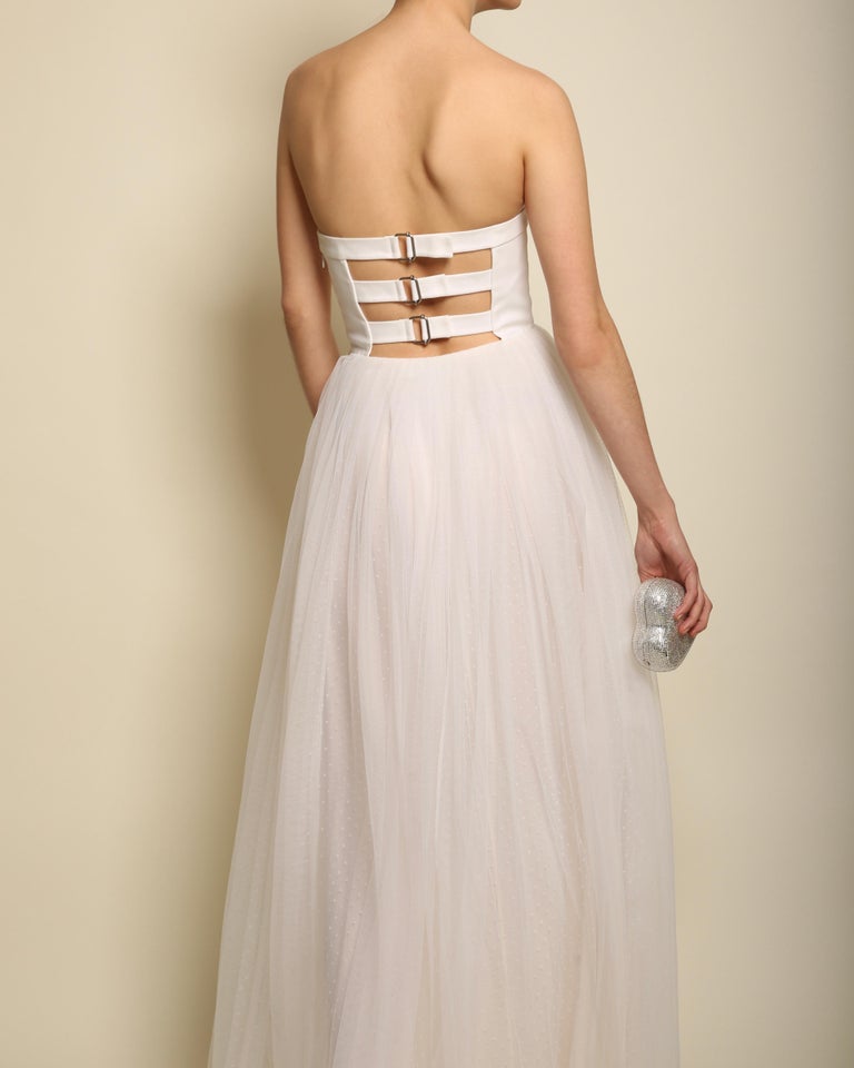 strapless open back dress Mac Duggal Sheer Blouson Sleeve Surplice Gown main image 0