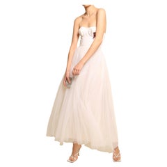 Christian Dior S/S 17 white ivory bustier corset red heart tulle gown dress FR38