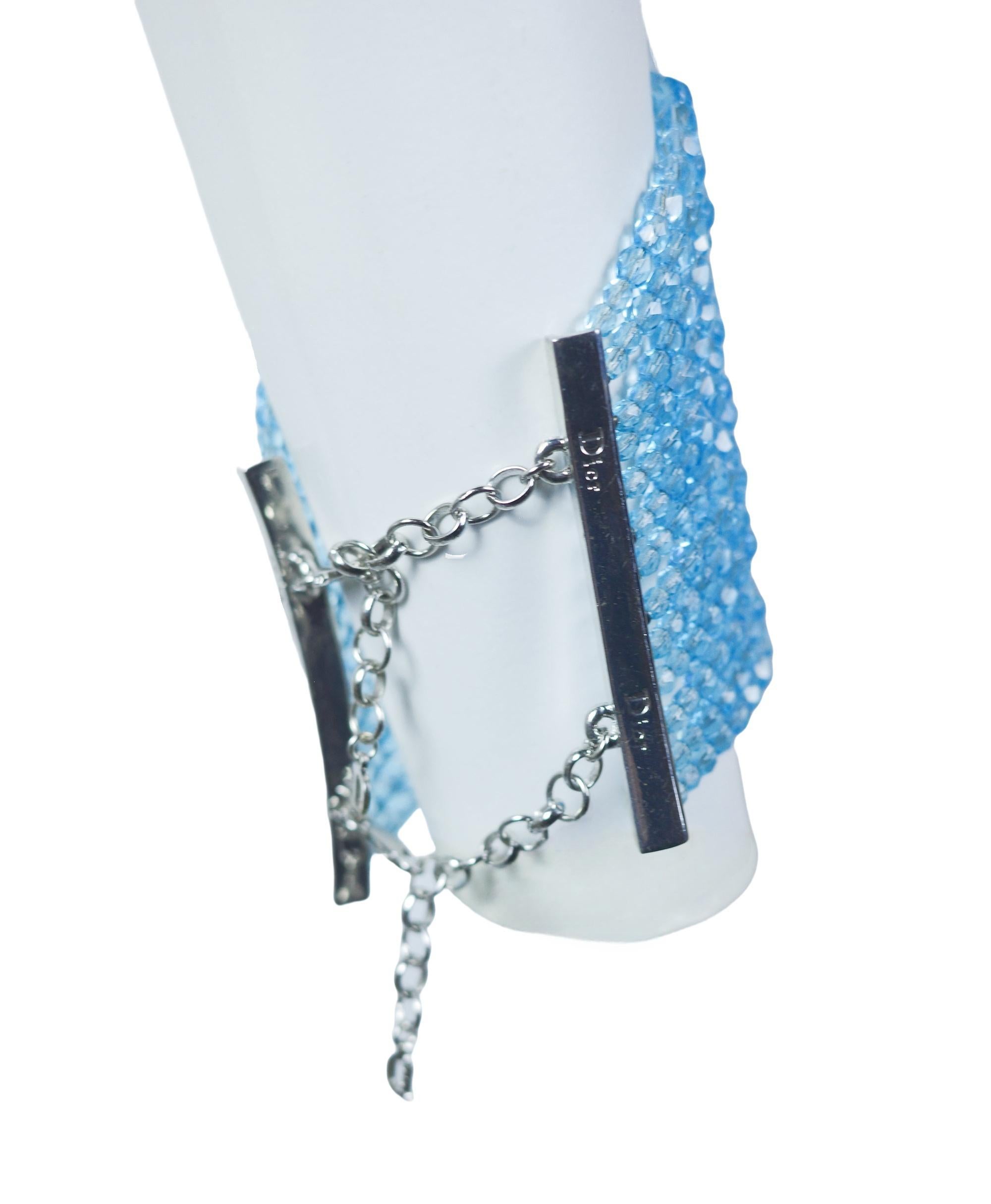 CHRISTIAN DIOR S/s 1999 Galliano Baby Blue Masai Choker and Bracelet Set For Sale 6