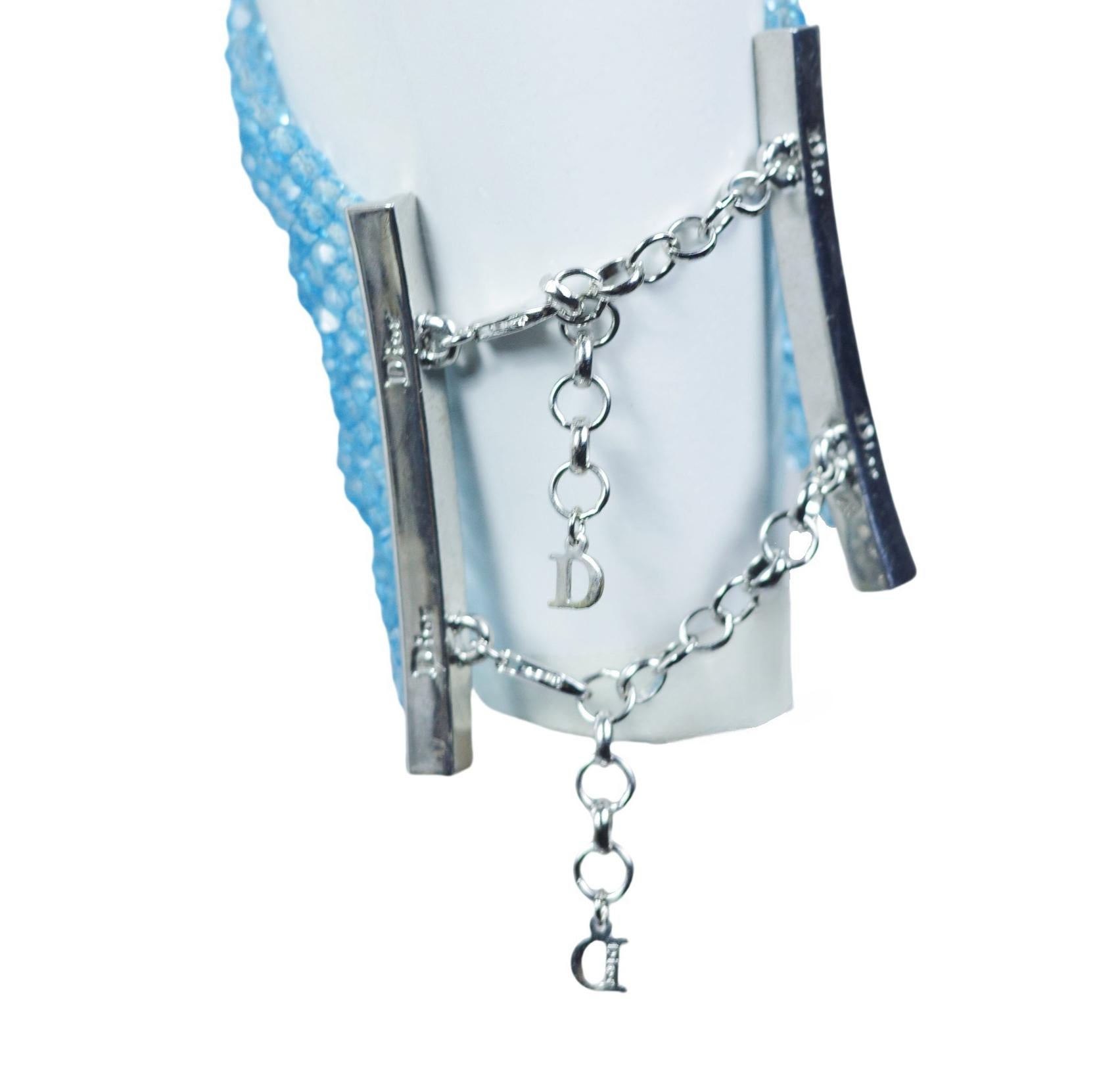 CHRISTIAN DIOR S/s 1999 Galliano Baby Blue Masai Choker and Bracelet Set For Sale 7