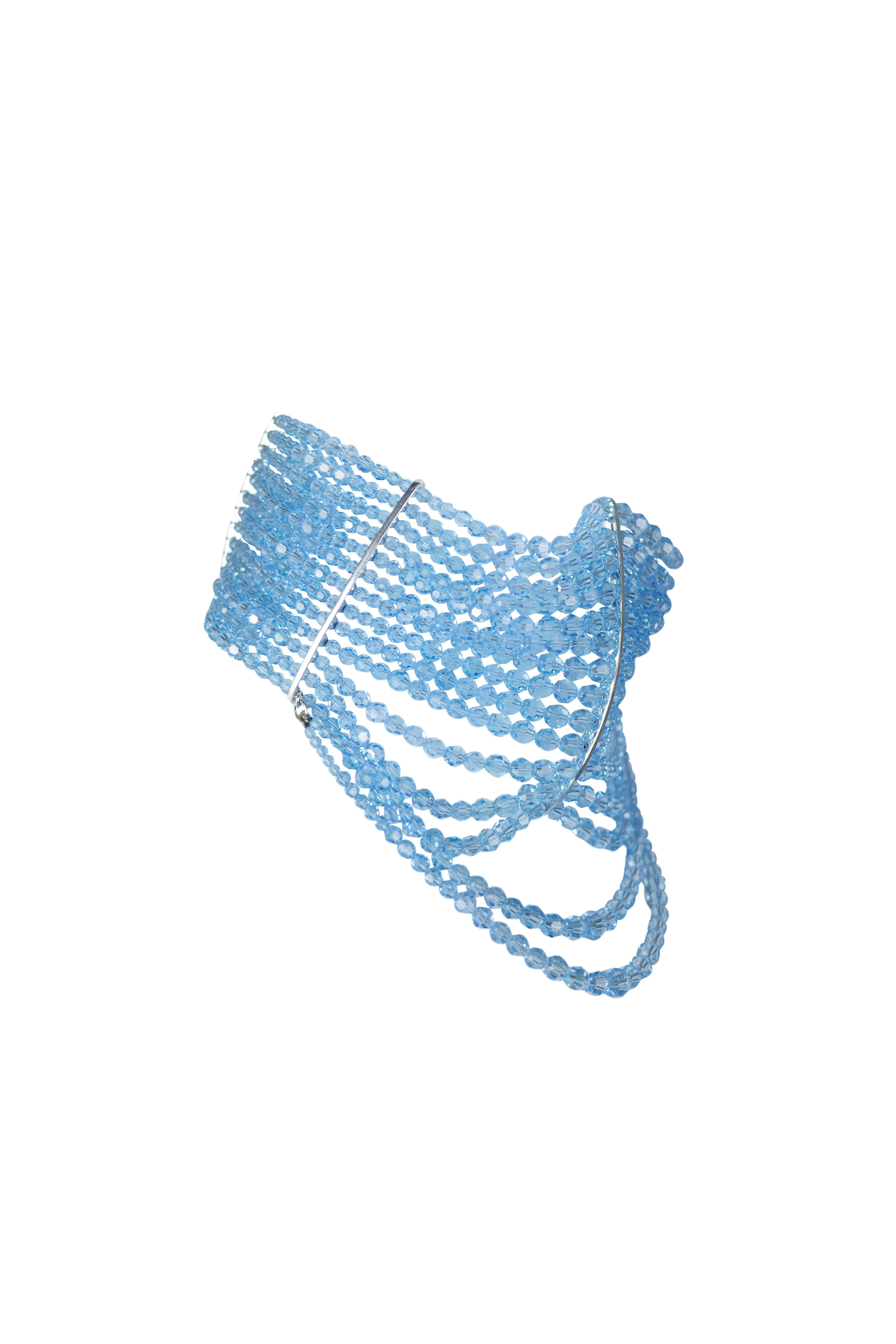 CHRISTIAN DIOR S/s 1999 Galliano Baby Blue Masai Choker and Bracelet Set For Sale 2