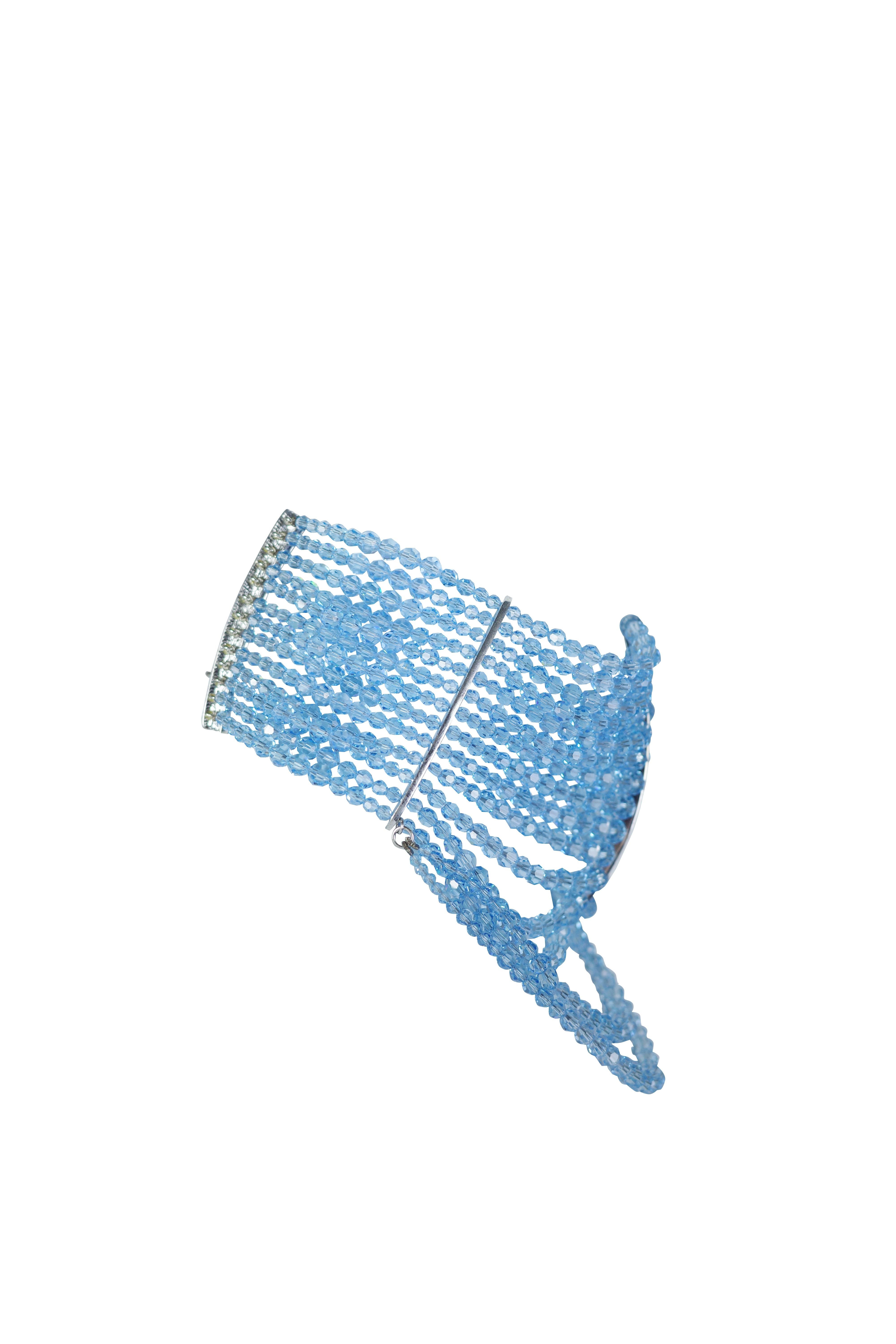 CHRISTIAN DIOR S/s 1999 Galliano Baby Blue Masai Choker and Bracelet Set For Sale 3