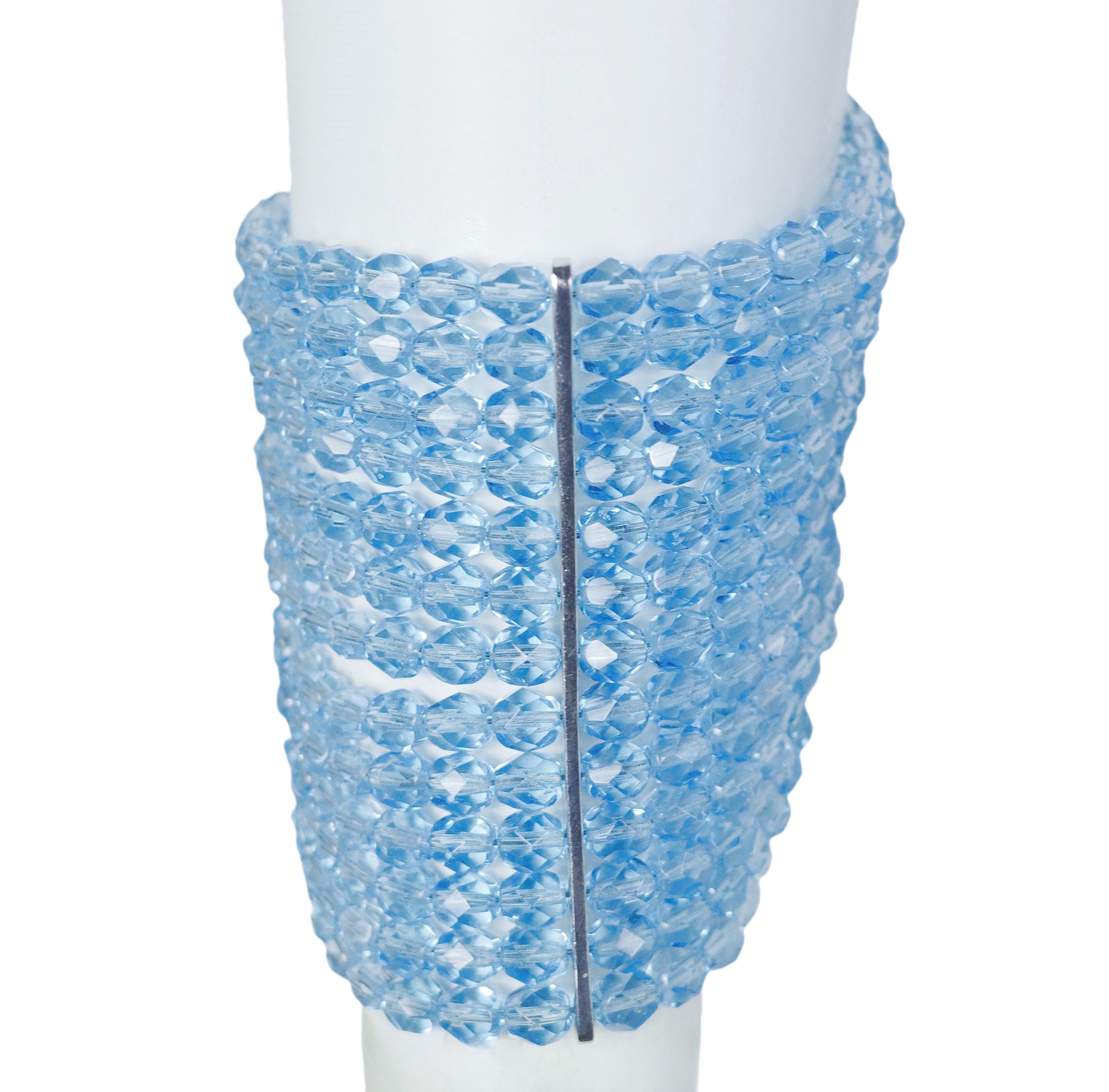 CHRISTIAN DIOR S/s 1999 Galliano Baby Blue Masai Choker and Bracelet Set For Sale 5