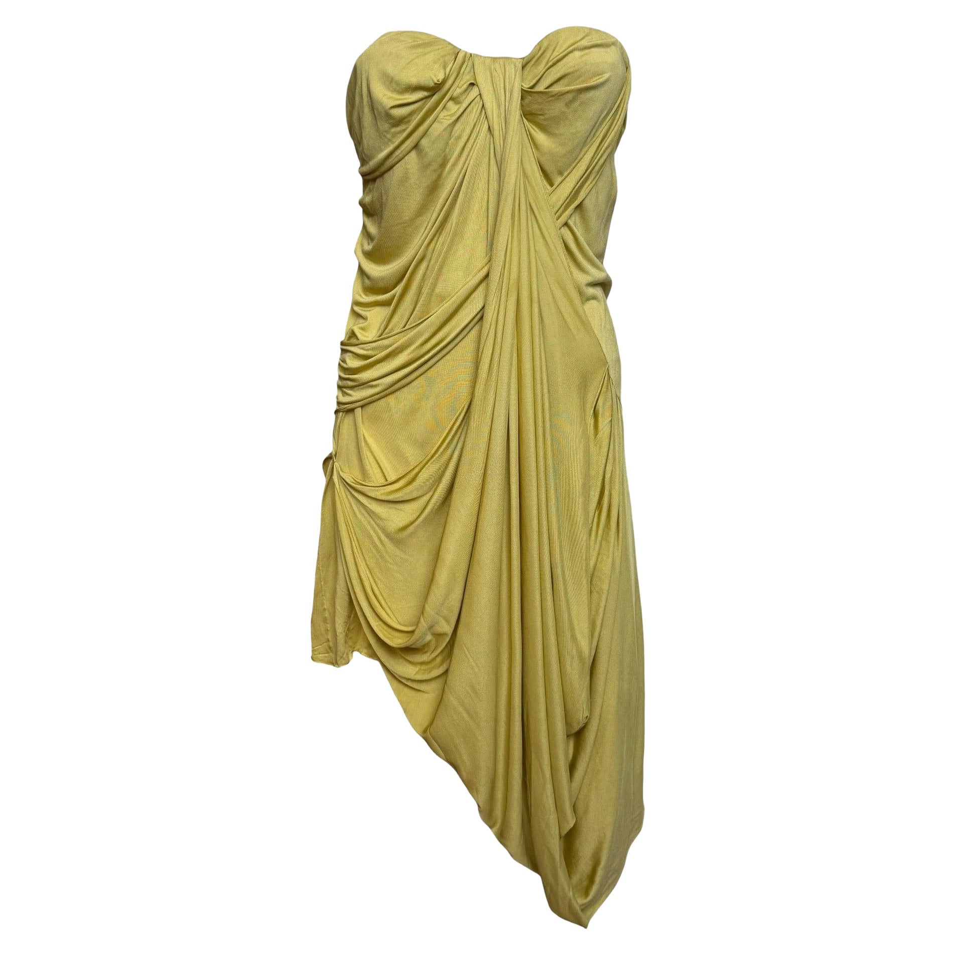 Christian Dior S/S 2007 Gelbes Seidentüll Drapiertes Bustierkleid
