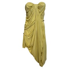 Christian Dior S/S 2007 Yellow Silk Tulle Draped Bustier Dress