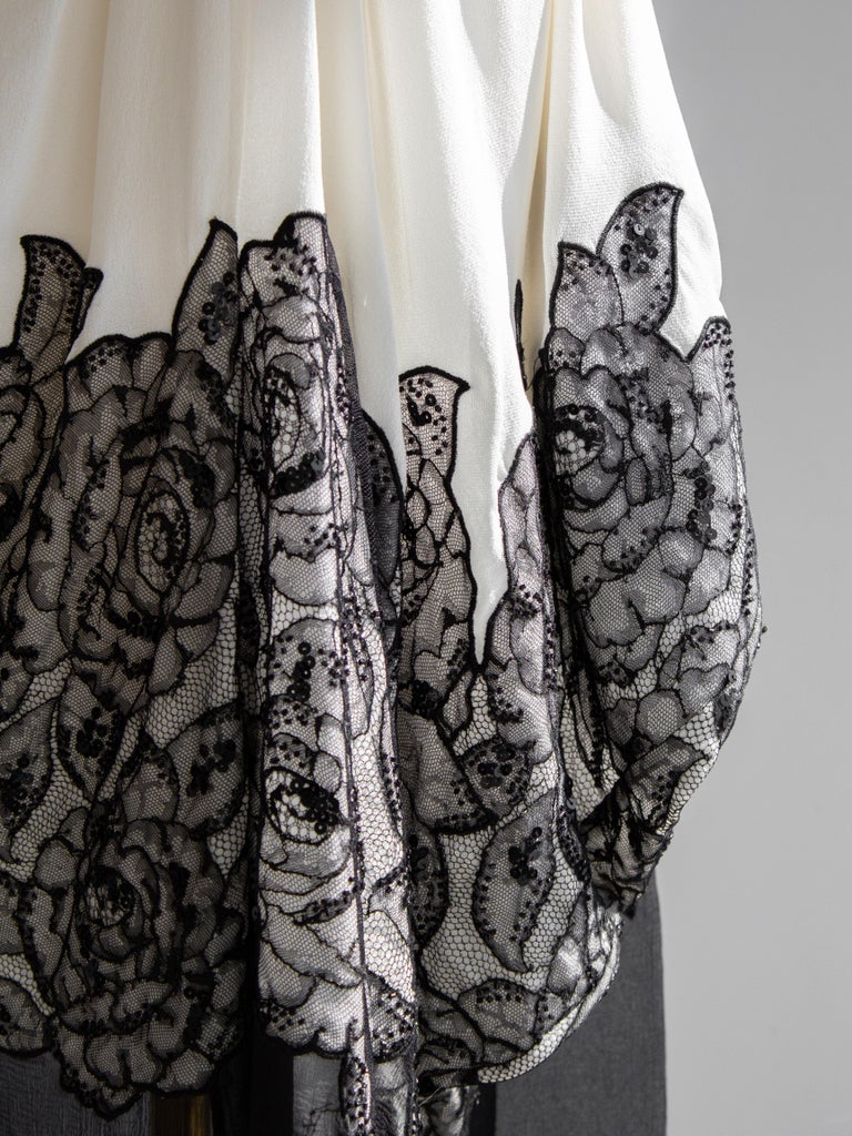 Christian Dior S/S 2012 White Black Rose Embroidered Ruched Evening Dress  Gown For Sale at 1stDibs