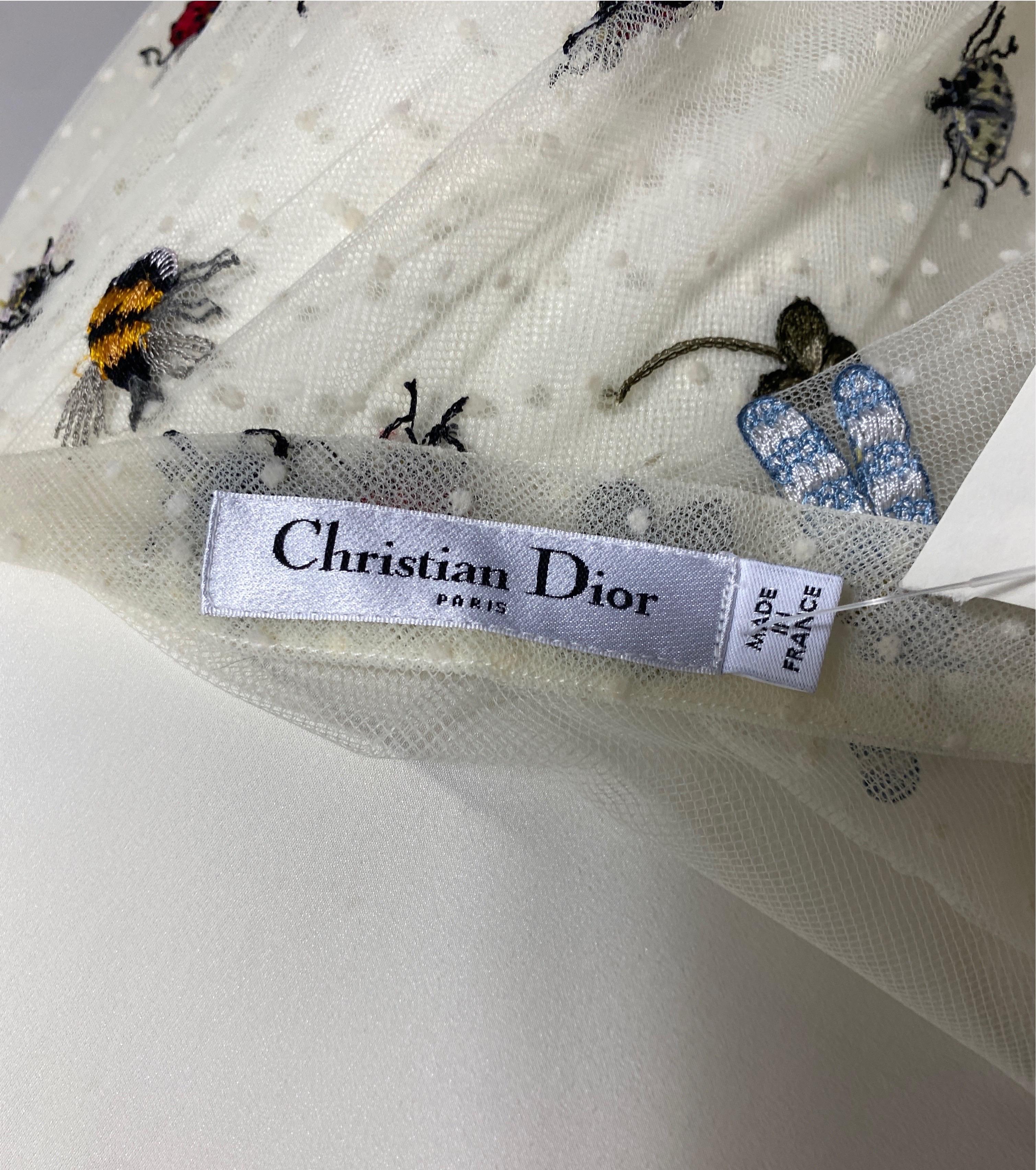 Christian Dior S/S 2017 Runway “Beautiful Bugs” Ivory Sheer Maxi Skirt-Size 6 9