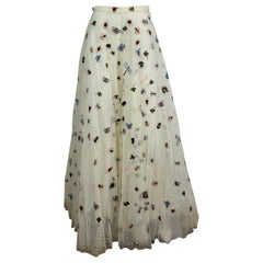 Christian Dior S/S 2017 Runway “Beautiful Bugs” Ivory Sheer Maxi Skirt-Size 6