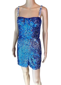 Christian Dior S/S 2018 Runway Unworn Embellished Mirror Logo Jumpsuit Romper