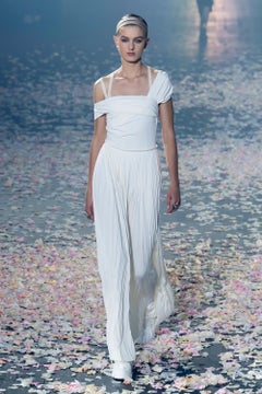 Christian Dior S/S 2019 Ballet White Draped Jersey Grecian Dress Gown