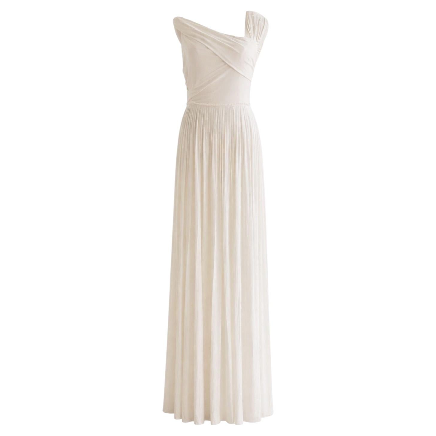 Christian Dior S/S 2019 Ballet White Draped Jersey Grecian Dress Gown