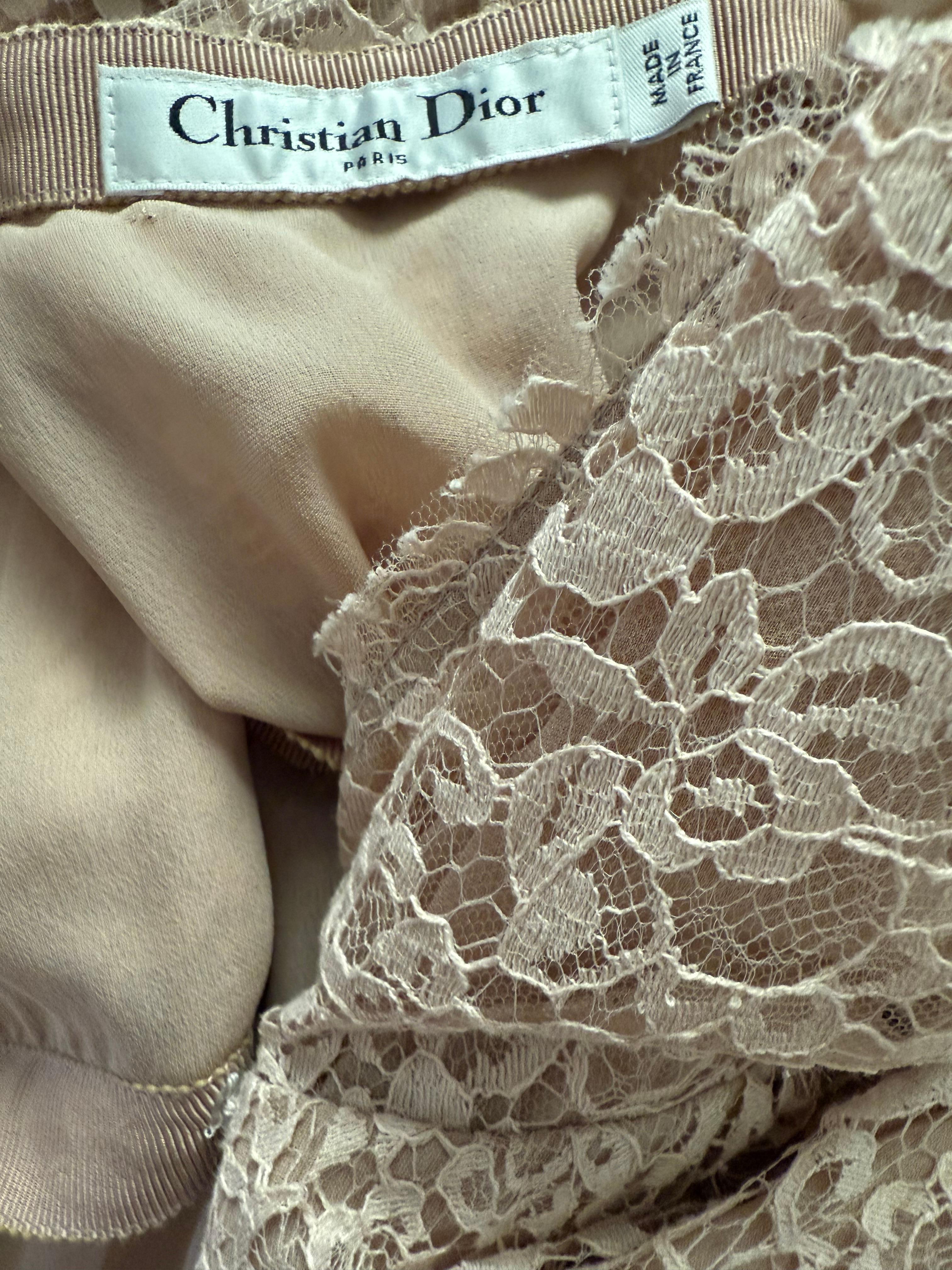 CHRISTIAN DIOR S/S 2019 Exquisite Runway Blush Pink Lace Dress FR 38 For Sale 7