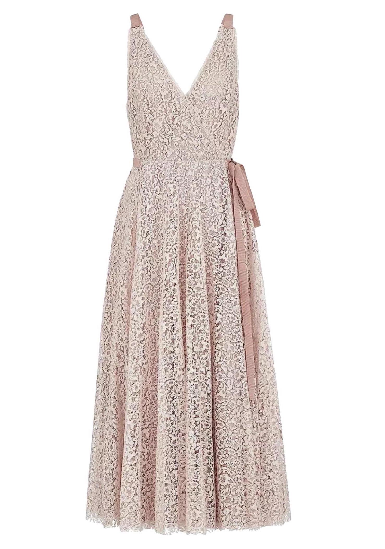 CHRISTIAN DIOR S/S 2019 Exquisito vestido de encaje rosa rubor de pasarela FR 38